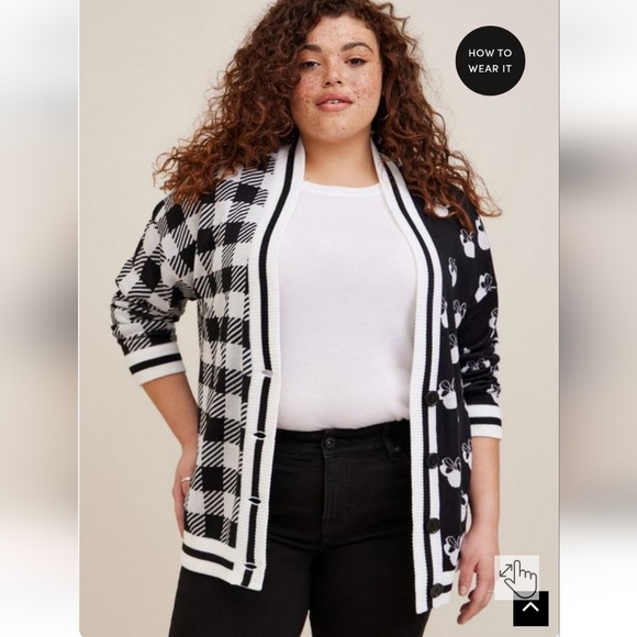 Torrid Disney Minnie Mouse Jacquard Cardigan Sweater sizes 1X & 0X NWT - Picture 3 of 8